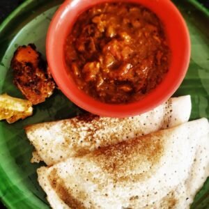 Kal Dosa (2 pieces) with Kara Kulambu